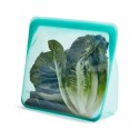 Bolsa Stasher Stand Up grande con lechuga dentro, reutilizable y ecológica.