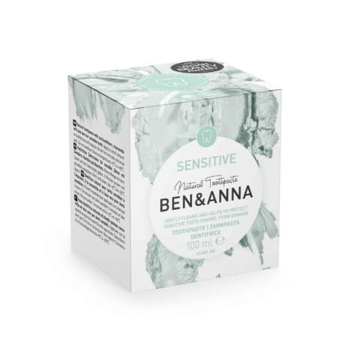 Pasta de dientes 100 ml tarro de vidrio sensitive blanca de Ben&Anna