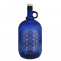 Garrafa de vidrio azul de Murano con Flor de la Vida y tapón de corcho para almacenamiento ecológico de agua