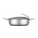 Cazuela baja de acero inoxidable 18/10 de la casa SKK con tapa de cristal