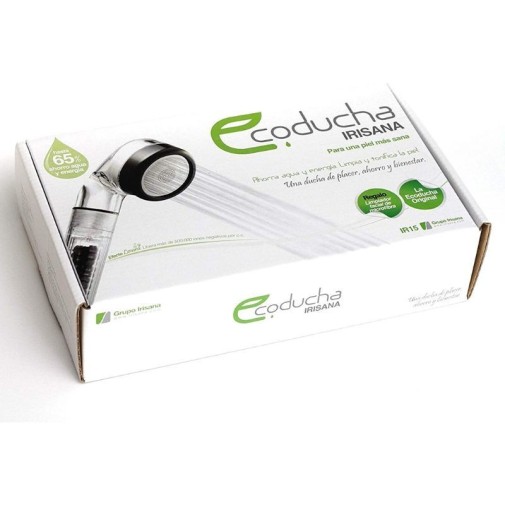 Esta es la caja original donde viene empaquetada la ecoducha de Irisana