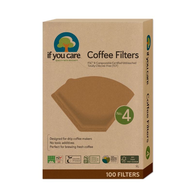 Filtros de café tamaño 4 en paquete de 100 unidades papel natural de If You Care