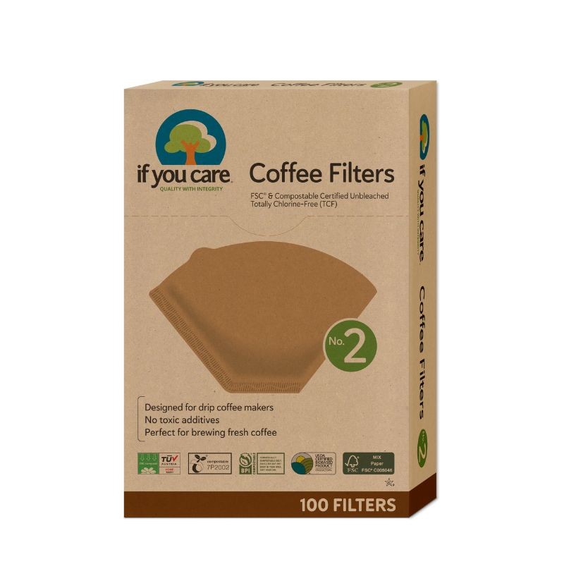 Filtros de café tamaño 2 en paquete de 100 unidades papel natural de If You Care