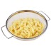 Escurridor de acero inoxidable con pasta recién cocida escurrida