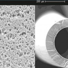 Ultrafiltracion de 0,02 micras del filtro de ducha QW de Carbonit bajo microscopio
