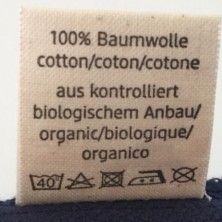 Etiqueta informativa de lavado y planchado del protector solar de algodón para Acala-Quell