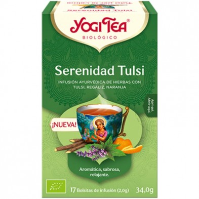 Serenidad Tulsi Yogi Tea de color verde la caja