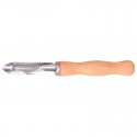 Pelador de acero inoxidable con mango de madera