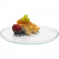 Plato de vidrio de borosilicato de 28 cm con un rico postre