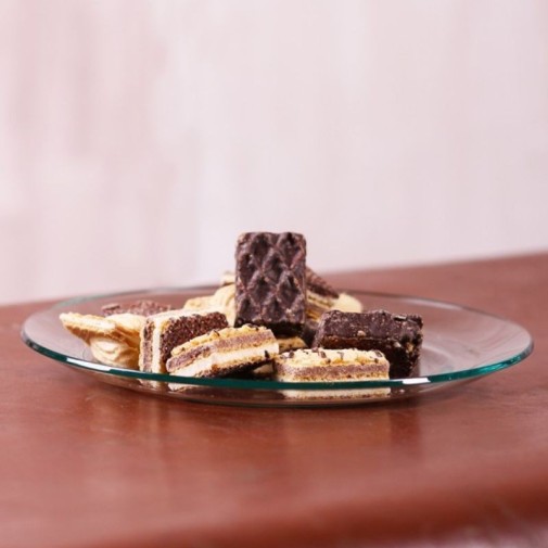 Plato hondo de vidrio trendglas Jena con postre ducle