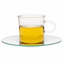 Taza de té de vidrio de borosilicato con platillo
