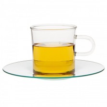 Taza de té de vidrio de borosilicato con platillo