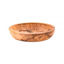 bol redondo de madera de olivo natural de 12 cm