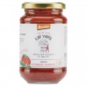 Salsa de tomate natural con albahaca en bote de vidrio