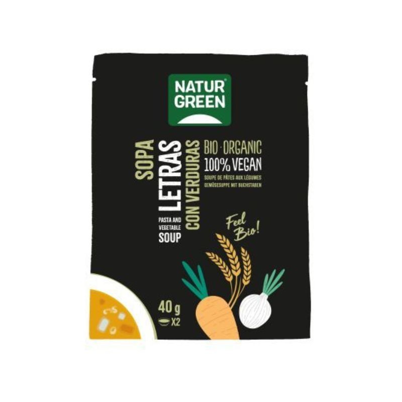 Pack de 6 sobres de sopa instantánea de letras con verduras Naturgreen