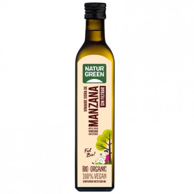 Botella de vinagre de sidra sin filtrar con tapón de rosca de 500 ml de la casa Naturgreen