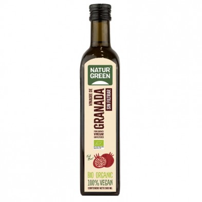 Botella con rosca de vinagre de granada ecológico sin filtrar de la marca Naturgreen