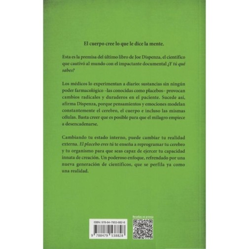 contraportada libro Joe Dispenza El placebo eres tú