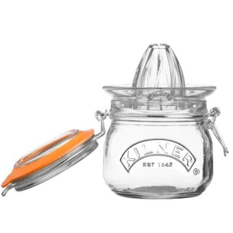 Exprimidor de cristal colocado en el tarro de 500 ml con tapa clip top de Kilner