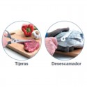 Tijera desescamador desmontable Lacor doble función, cortando carne y quitando escamas