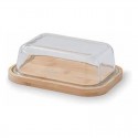 Recipiente de mantequilla con base de bambú y protector de vidrio de borosilicato