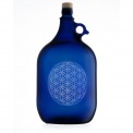 Garrafa de vidrio de murano azul 5 litros con grabado flor de la vida