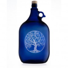 Garrafa de vidrio de murano azul 5 litros con grabado árbol de la vida