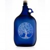 Garrafa de vidrio de murano azul 5 litros con grabado árbol de la vida