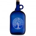 Garrafa de vidrio de murano azul 2 litros con grabado árbol de la vida con láser