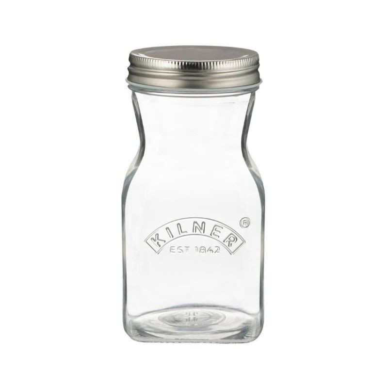 Botella reutilizable de vidrio de 500 ml con boca ancha y tapa de acero de rosca de Kilner