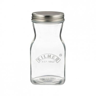 Botella reutilizable de vidrio de 500 ml con boca ancha y tapa de acero de rosca de Kilner