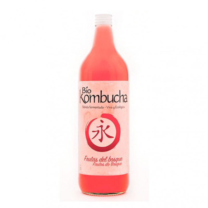 Botella de vidrio de bio kombucha de frutas del bosque 1 litro