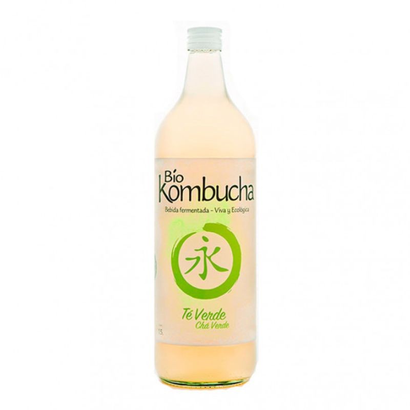 Botella de vidrio de Bio Kombucha Té Verde 1 litro