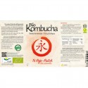 Etiqueta de la botella de vidrio 1 litro con kombucha Té Rojo ecológico y sin pasteurizar