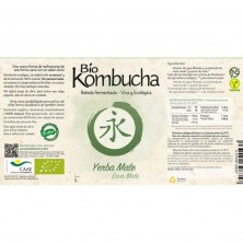 Etiqueta de la botella de vidrio de la bebida bio Kombucha Yerba Mate de 1 litro