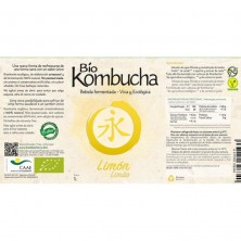 Etiqueta de la botella de Bio Kombucha de Limón de 1 litro