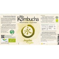 Etiqueta informativa de la botella Bio Kombucha Jengibre 1 litro