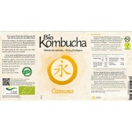 Etiqueta de la botella de 1 litro de Bio Kombucha curcuma sin pasteurizar