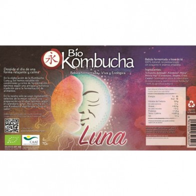 Etiqueta de la botella de la Bio Kombucha Luna de 0,7l