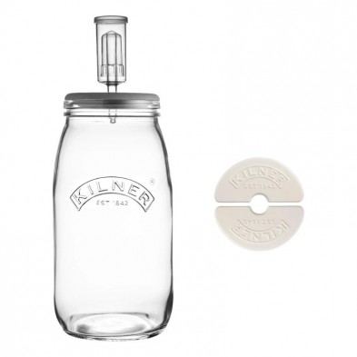 Set para fermentación tarro de vidrio de 3 litros con válvula y pesas de cerámica Set para fermentación tarro de vidrio de 3 litros con válvula y pesas de cerámica