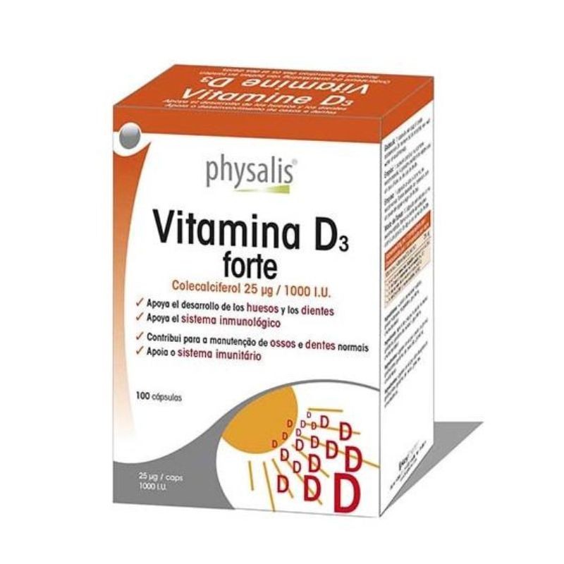 Vitamina D3 forte 100 capsulas Physalis packaging