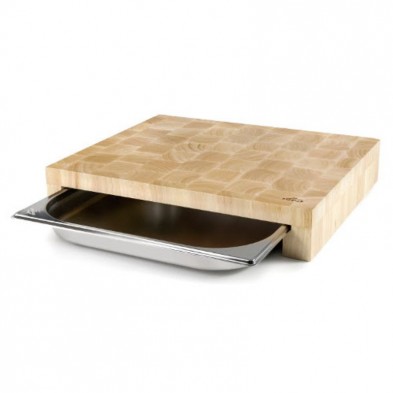 Tabla de corte COLLECT WOOD GN 2/3 Lacor con cubeta extraíble de acero inoxidable