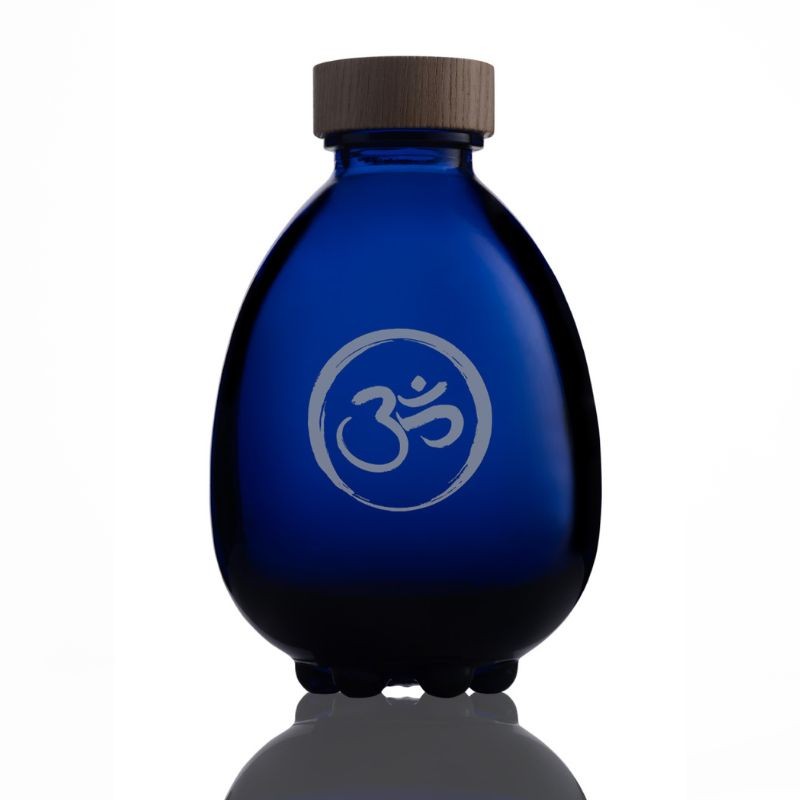 Botella de vidrio Egg of Life OM Vitbot con tapón de rosca de madera