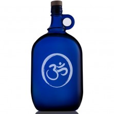 Garrafa de vidrio de murano azul 2 litros con grabado símbolo OM