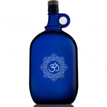 Garrafa de vidrio de murano azul 2 litros con grabado mandala OM