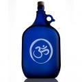 Garrafa de vidrio de murano azul 5 litros con grabado símbolo OM