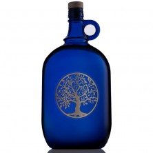 Garrafa de vidrio azul de murano 2 litros con árbol de la vida en adhesivo vinilo