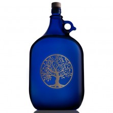 Garrafa de vidrio azul de murano 5 litros con árbol de la vida en adhesivo vinilo
