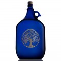 Garrafa de vidrio azul de murano 5 litros con árbol de la vida en adhesivo vinilo