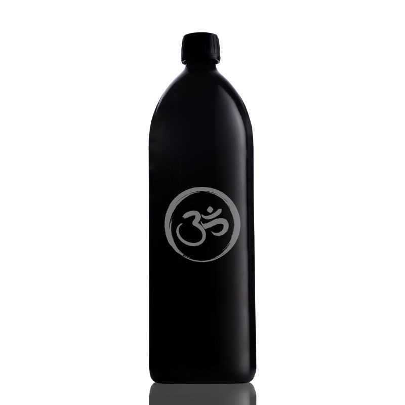 Botella de agua 1 litro con el símbolo OM grabado Miron Violet Glass